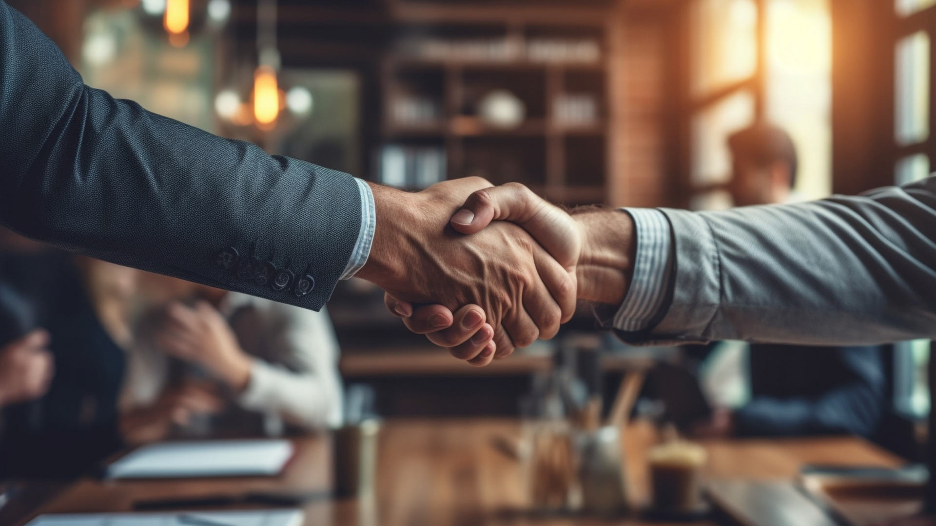 Business professionals discussing M&A strategy for growth